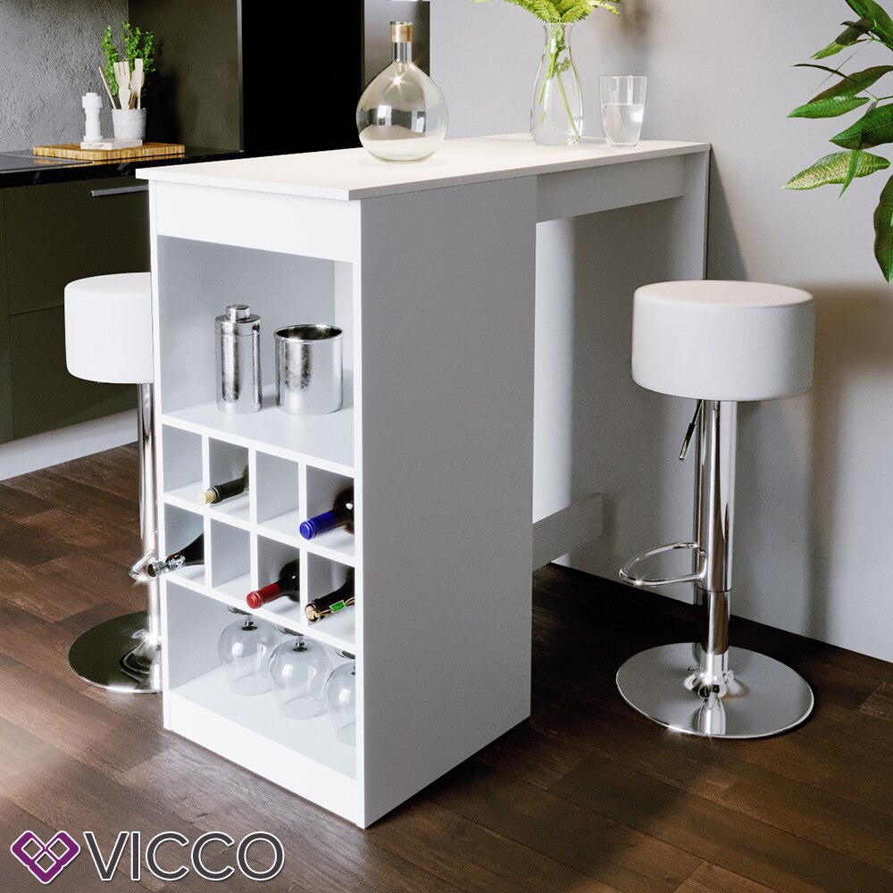 VICCO Bartisch ROSS Weiß Bartresen Stehtisch Tresentisch Bistrotisch Tisch inkl. Barhocker
