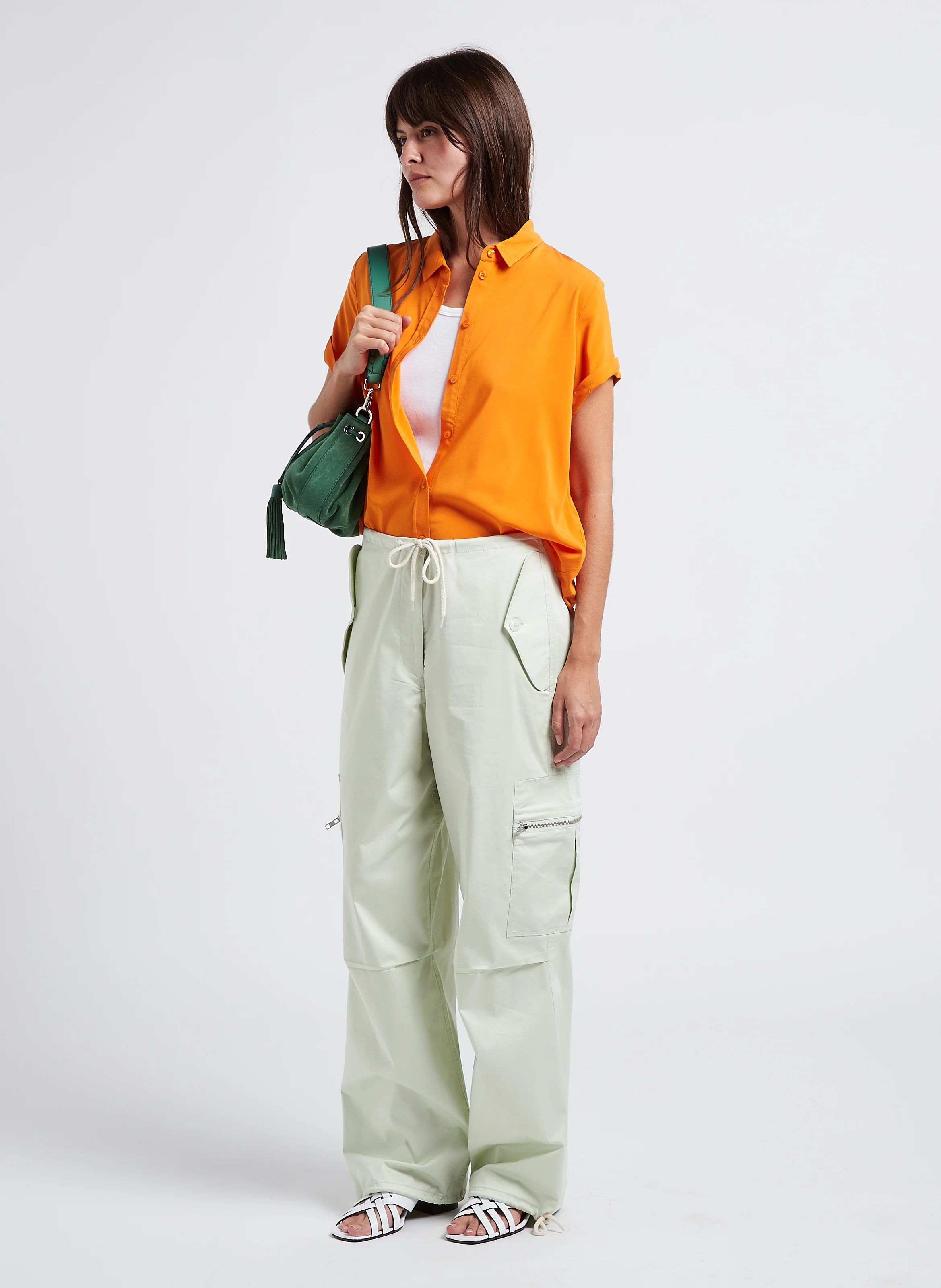 MAJAN - Chemise ample à col classique | Orange