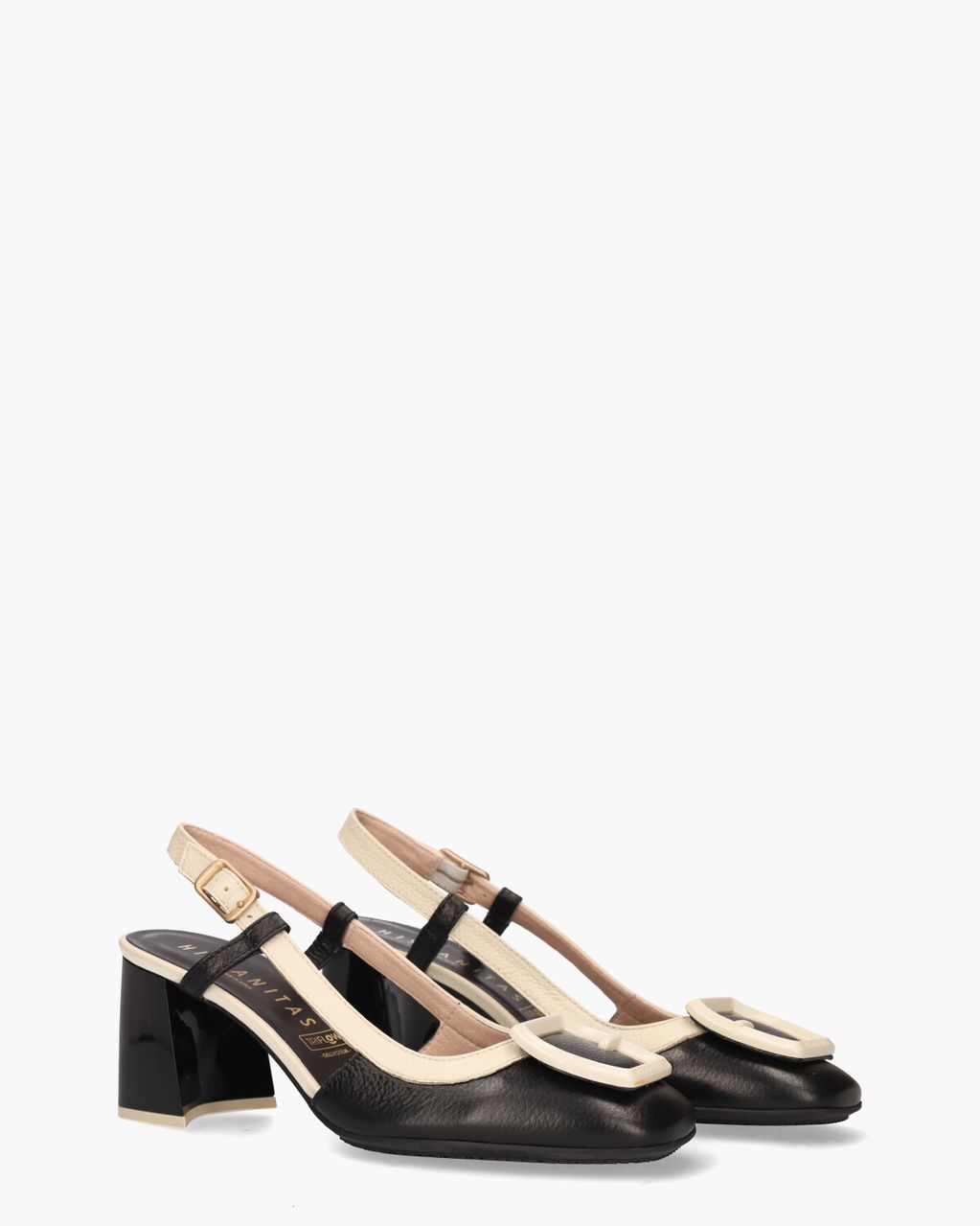 Hispanitas CHV243221 Zwart/Off-White Dames Slingbackpumps
