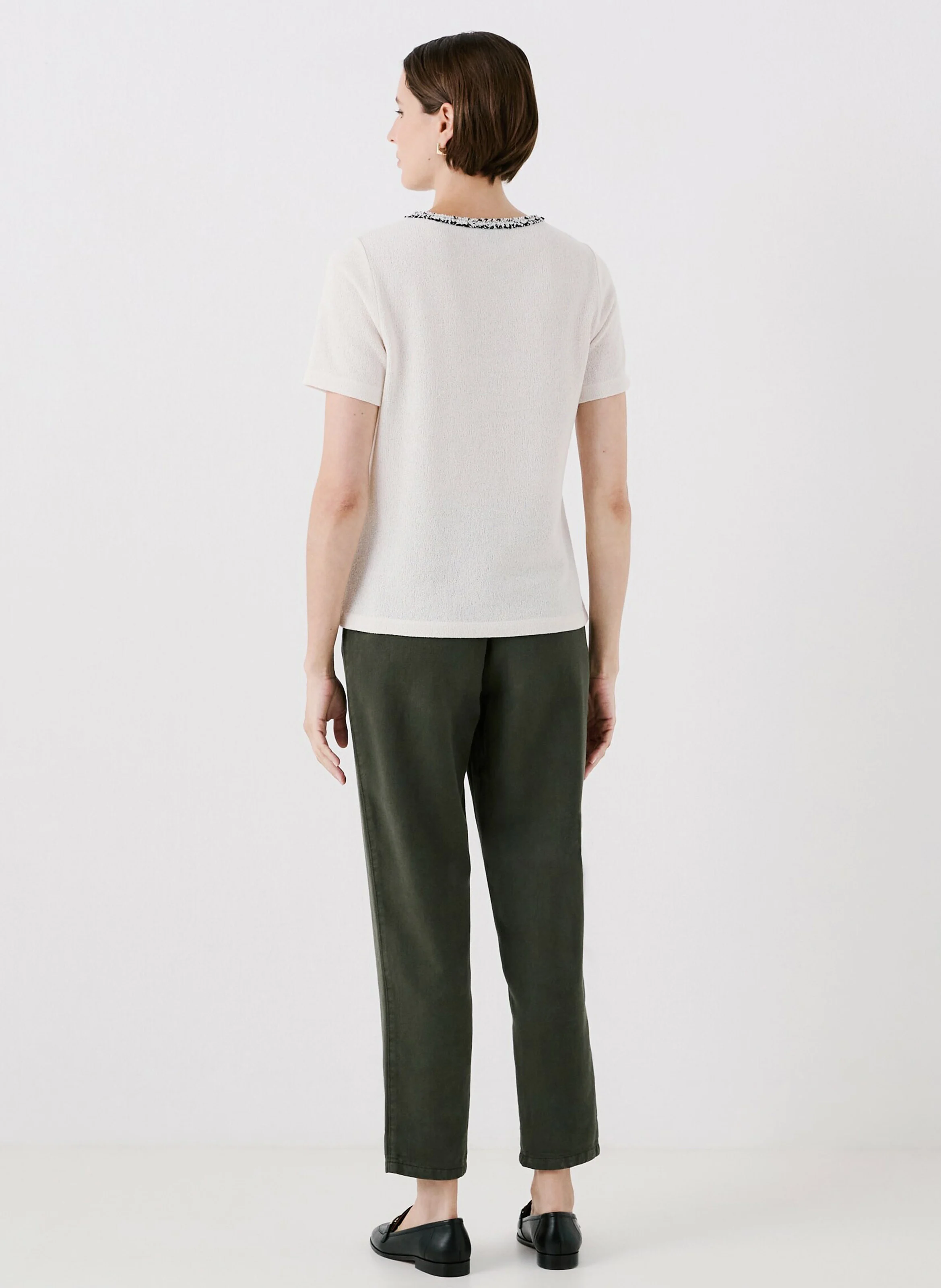 TAVRIL - Top col rond aspect tweed | Blanc