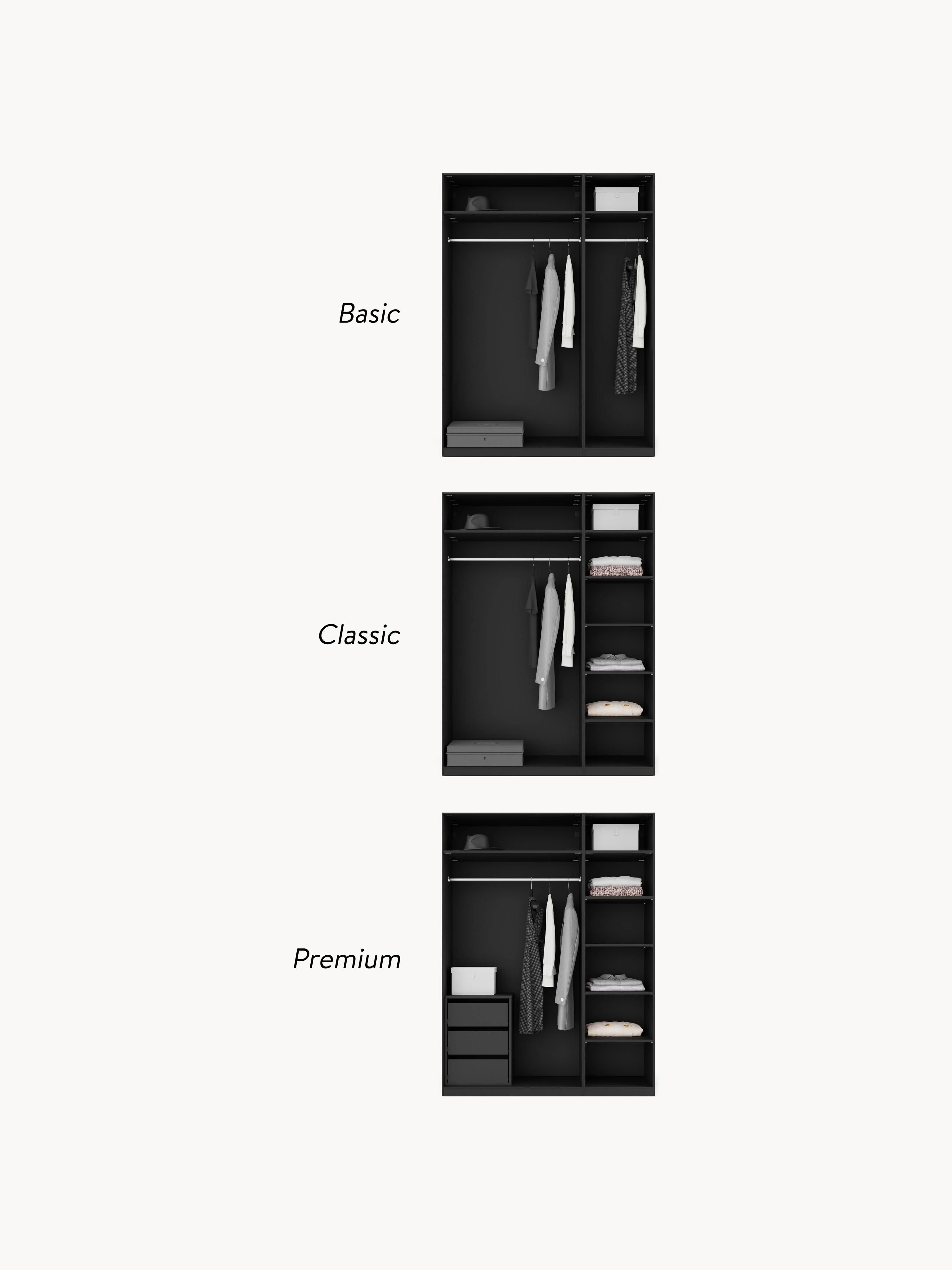 Modulaire draaideurkast Simone, 150 cm breed, in verschillende formaten