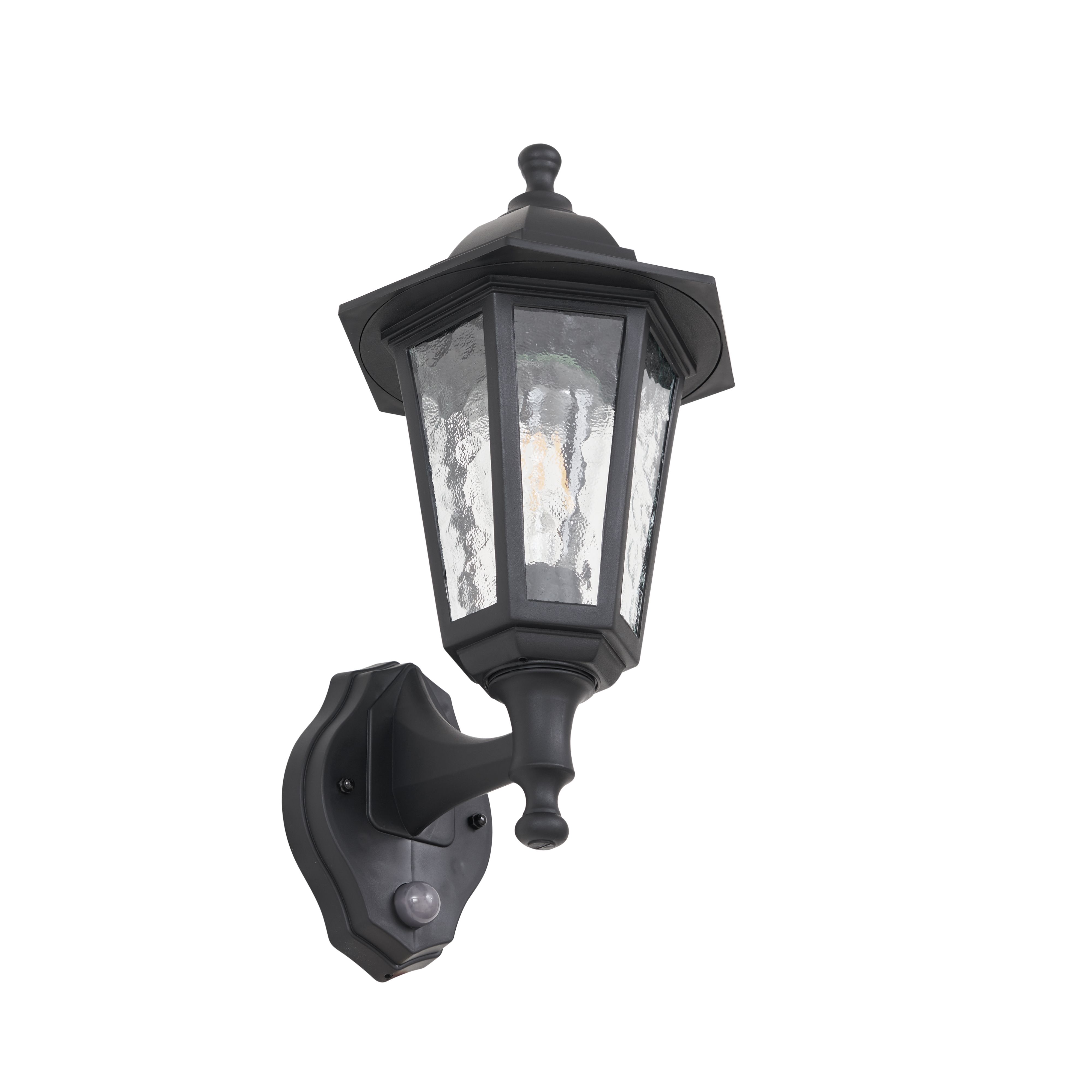 Buiten wandlamp zwart met bewegingssensor IP44 - New Haven Hammered