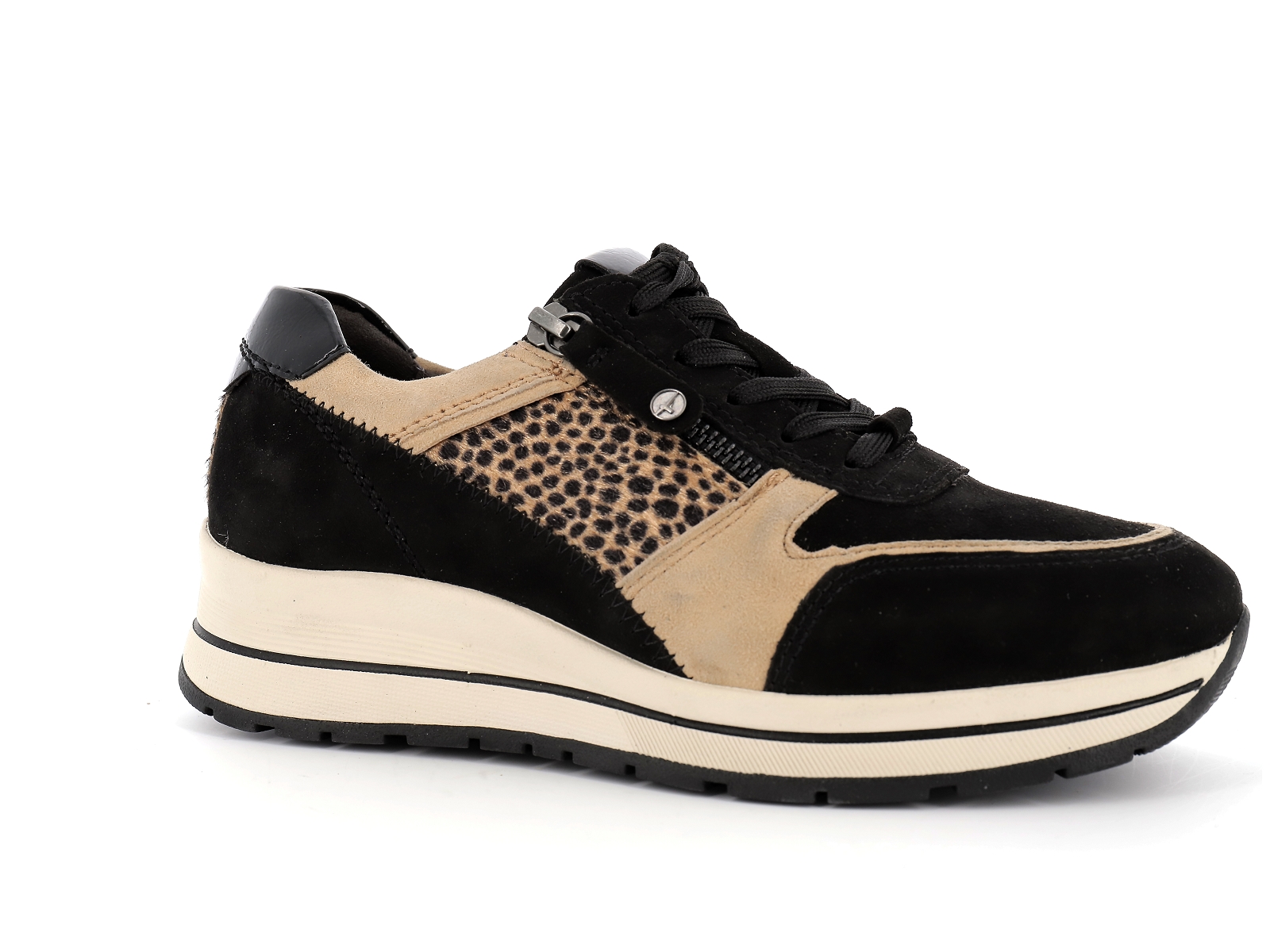 Tamaris-23740 Cuir Noir Champagne
