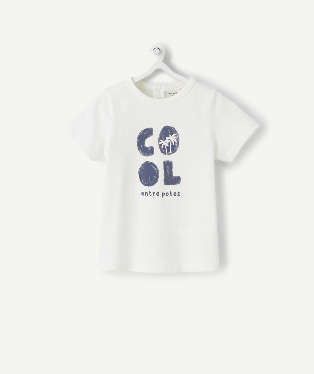 T-SHIRT BÉBÉ GARÇON BLANC EN FIBRES RECYCLÉES AVEC MESSAGE