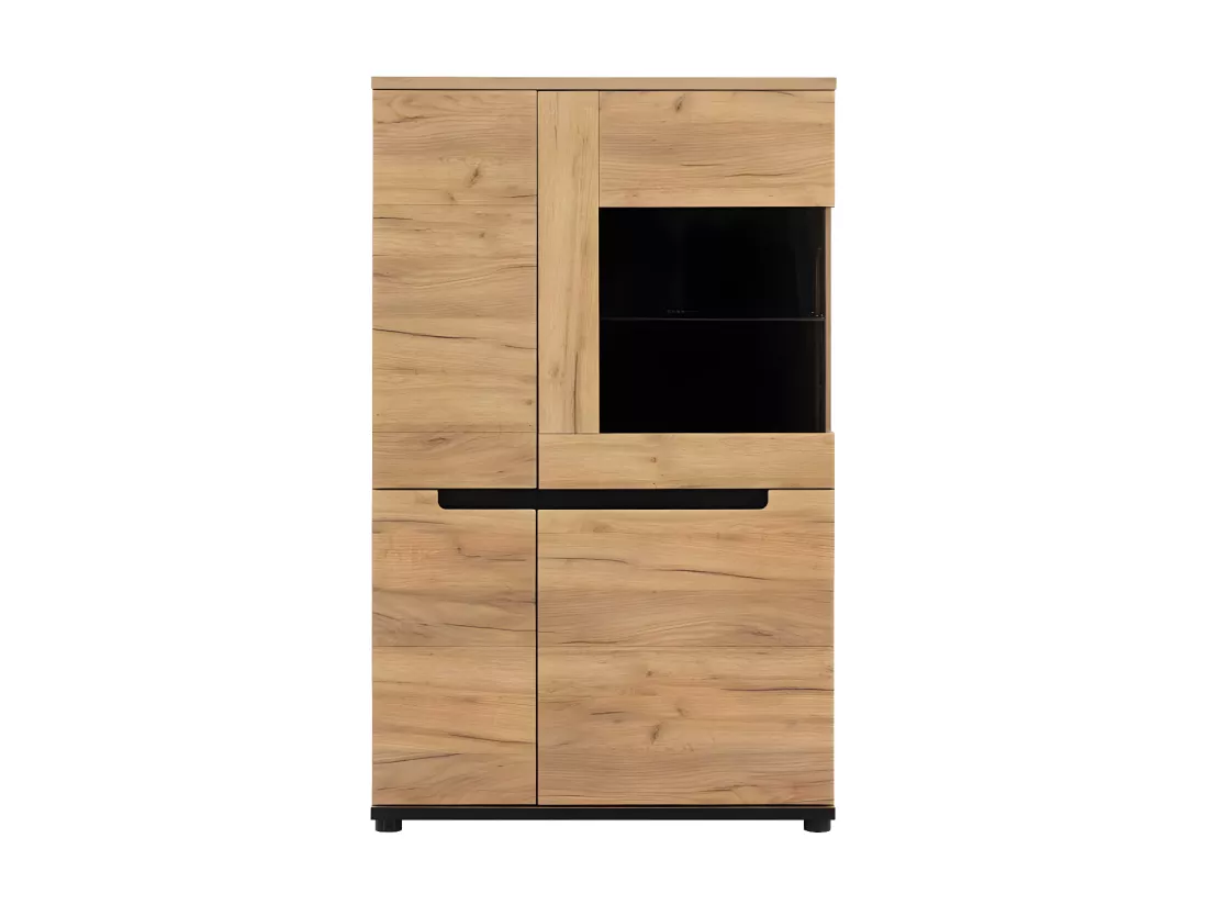Vaisselier 4 portes à LED Chêne miel/Verre - COSPRI - L 84 x l 39.5 x H 137 cm