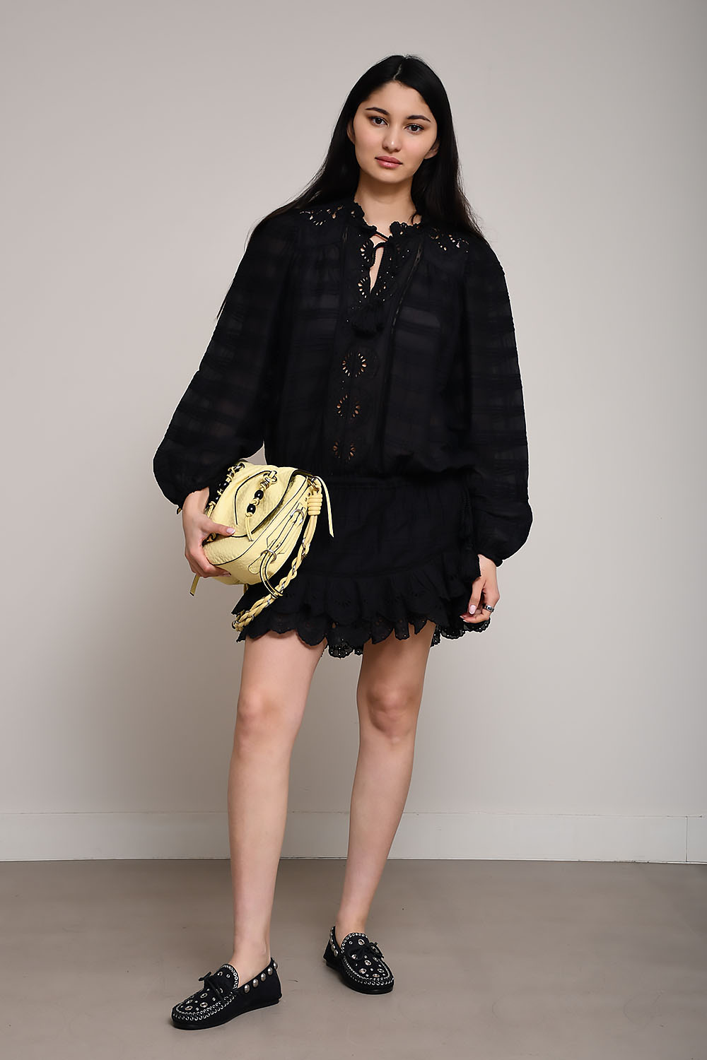 Preya floral lace cotton mini dress