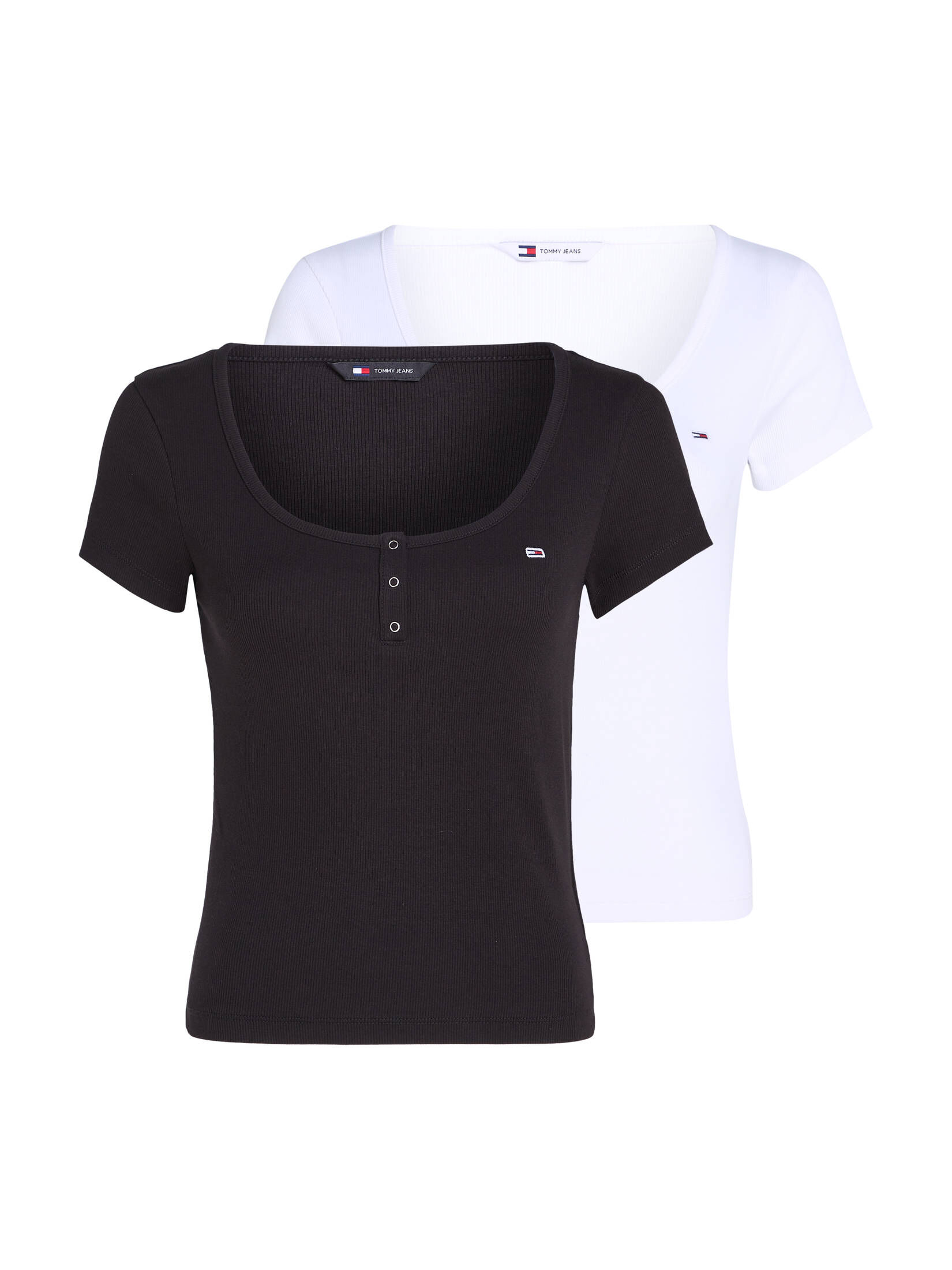 Tommy Jeans| Damen T-Shirts TJW 2PACK HENLEY RIB TEE 2er-Pack