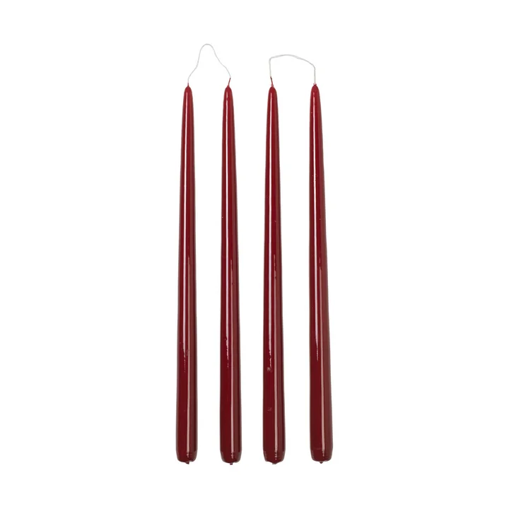 Broste Copenhagen - Smooth Kerze, H 38 cm, rot (4er-Set)