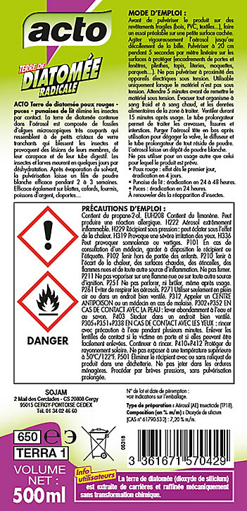 Aérosol terre de Diatomée Acto 500ml