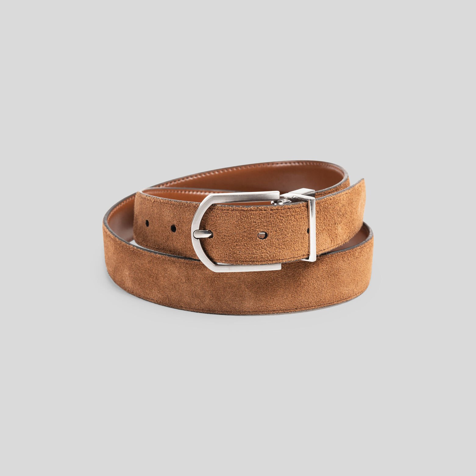 Ceinture réversible à boucle en Suède Camel