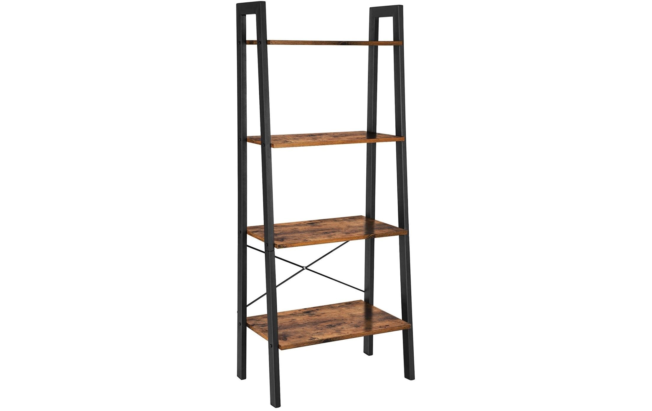 Regal mit 4 Ebenen 56 x 137.5 cm, Braun/SchwarzLeiterregal mit Metallgestell