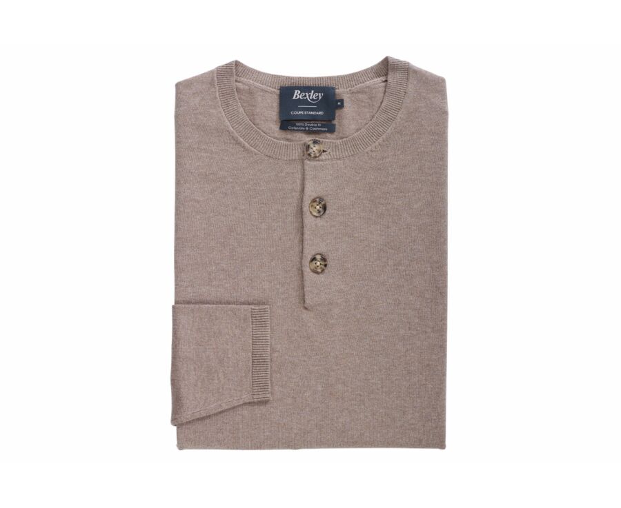 Pull fin homme coton/cachemire Taupe chiné - KUTON