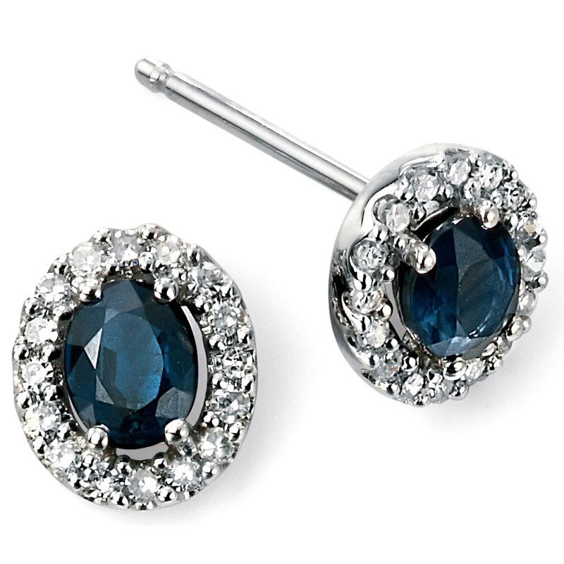 Boucle d'oreille saphir et diamant en Or blanc 375/1000