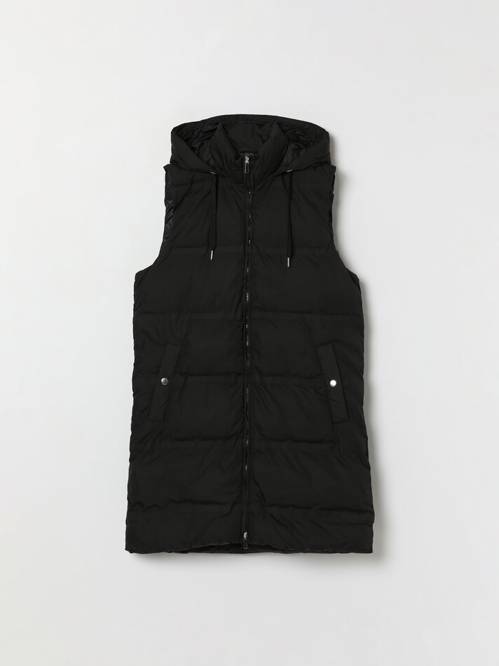 Colete longo acolchoado - Preto