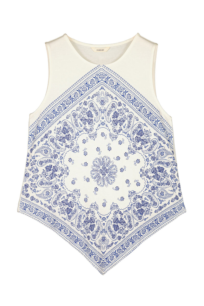Top fluido con print - Estampado branco