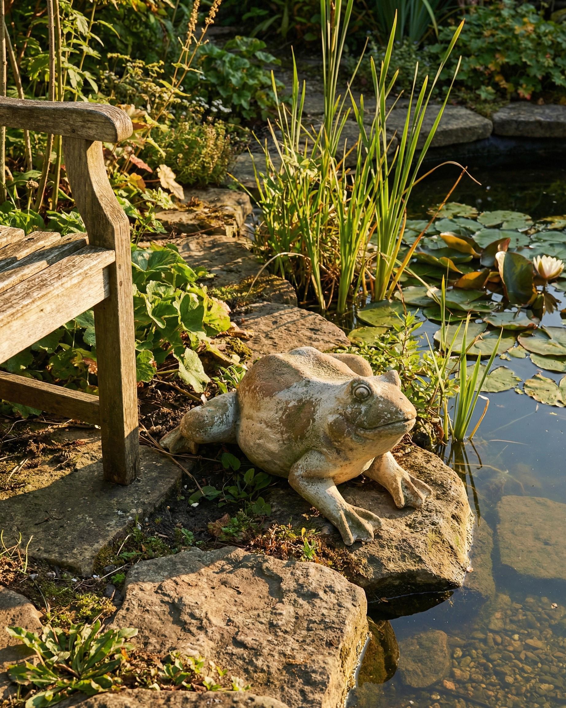 Tuinbeeld CARAPELLE Kikker Beige