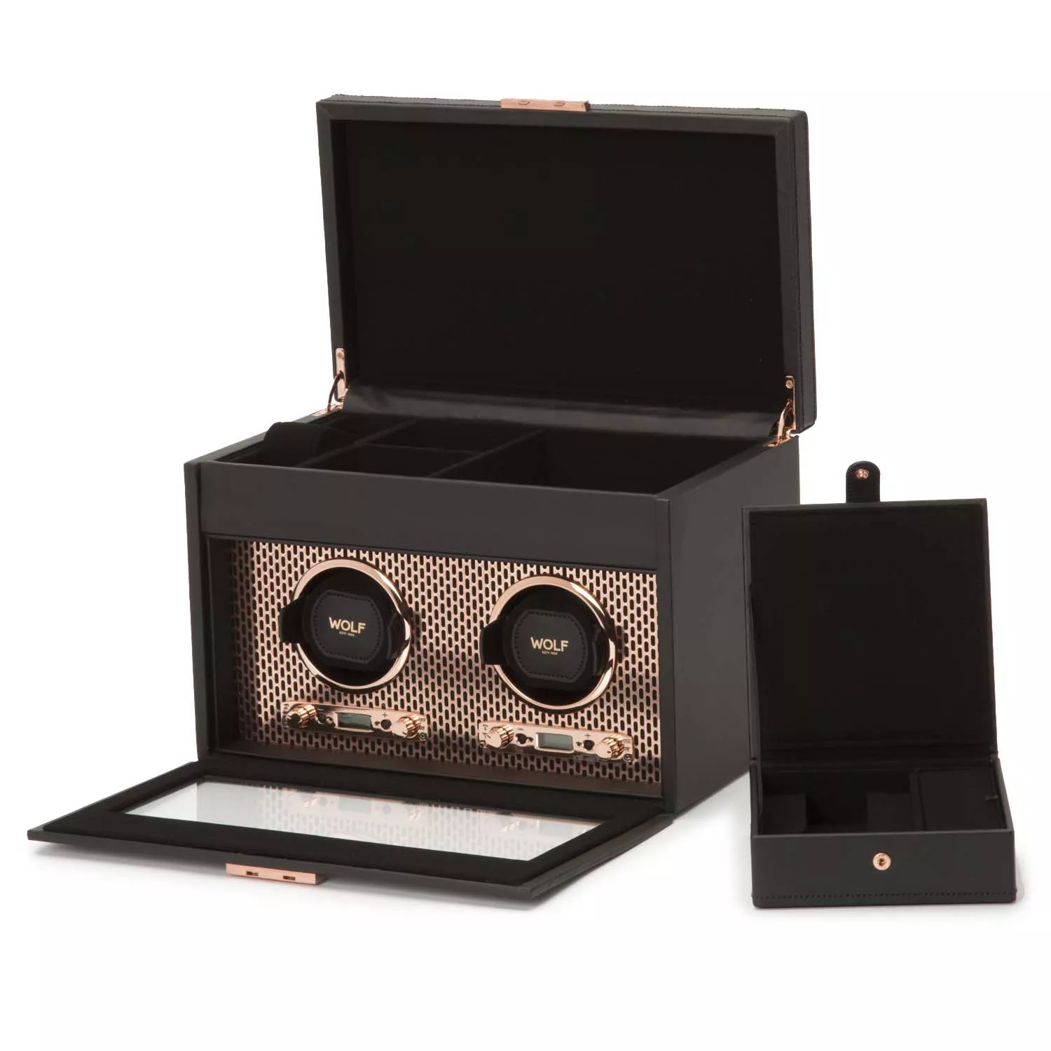 Wolf Axis Watch Winder 2 ure Sort Imiteret Læder 469316