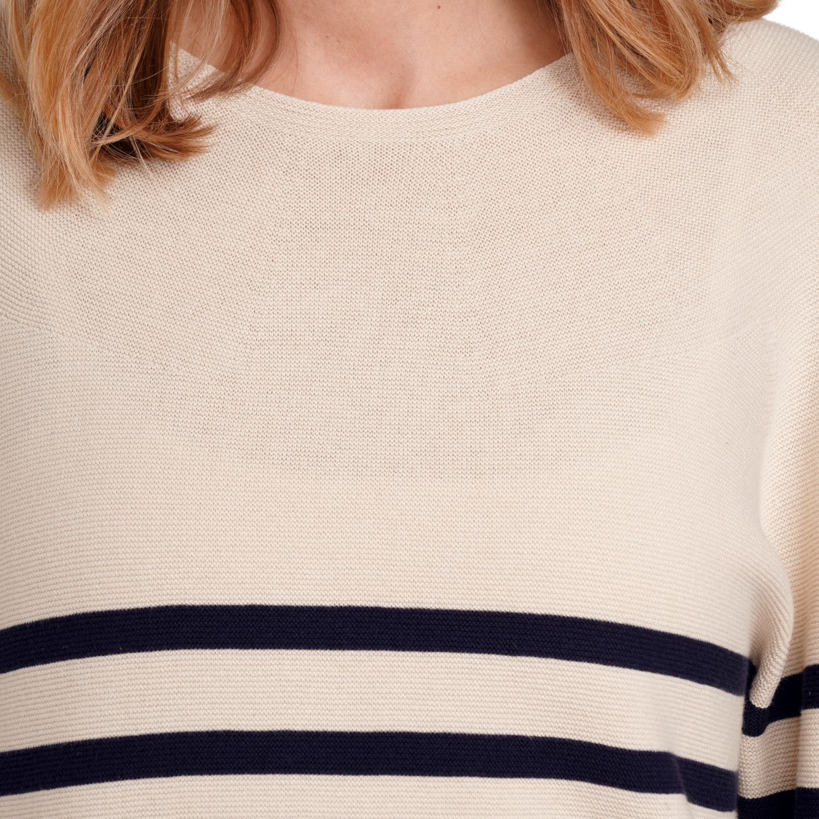 Gina Benotti Damen Feinstrickpullover mit Streifenmuster beige / schwarz
