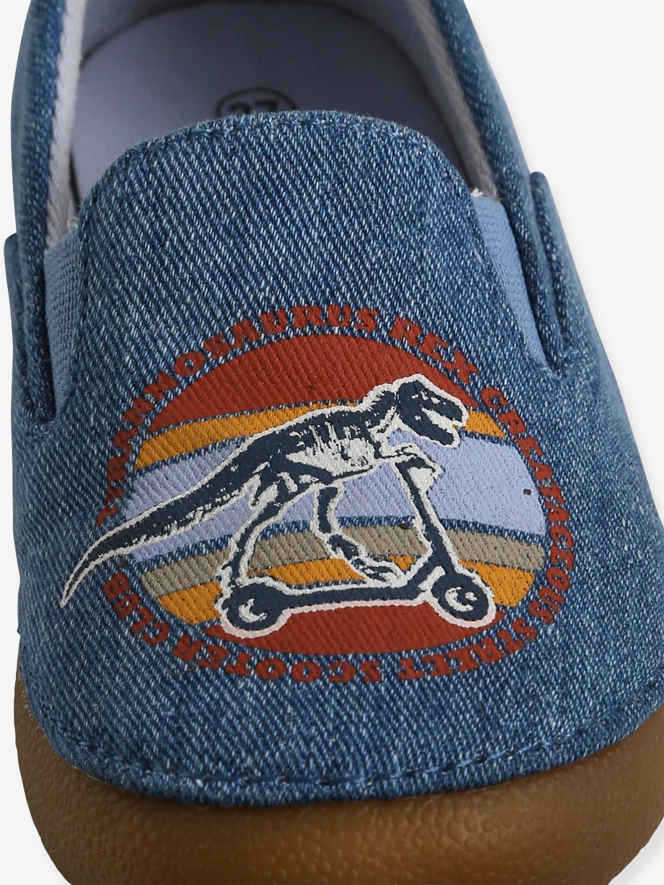 Pantufas infantis de lona azul com elástico