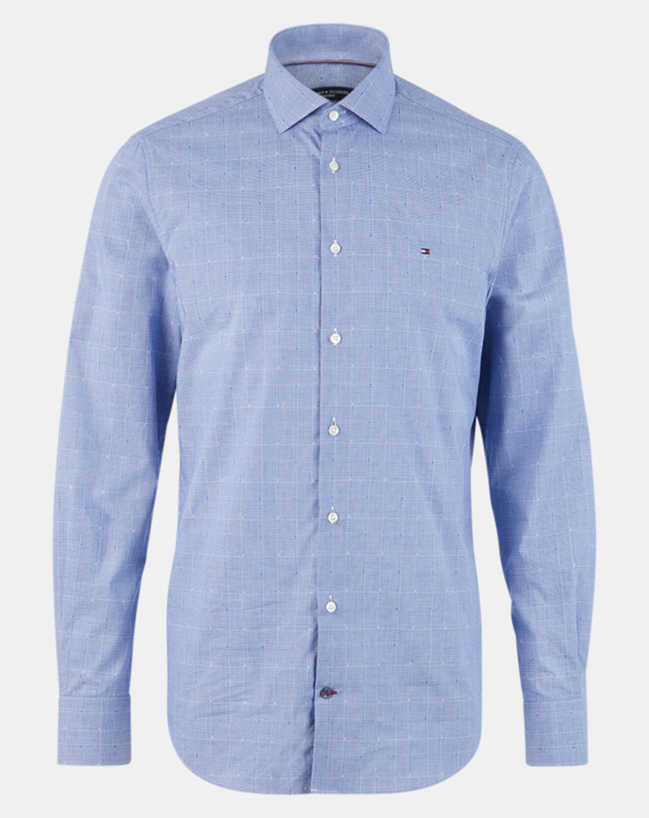 Tommy Hilfiger Chemise Slim Dobby Glen à carreaux bleue