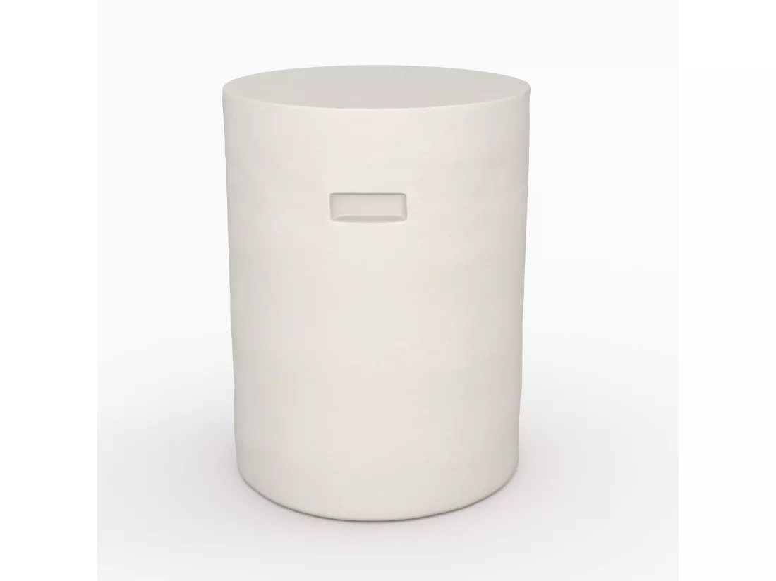Table d'appoint ronde en béton blanc D35 cm - Santorini