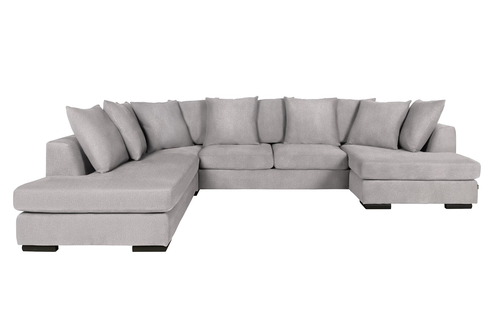 Paso Doble Night U-sofa Åpen ende venstre, hjørne, 2-seter og Divan høyre. I tekstil Mito Ashgrey, EU komfort med sort treben 5cm, Promotion 1