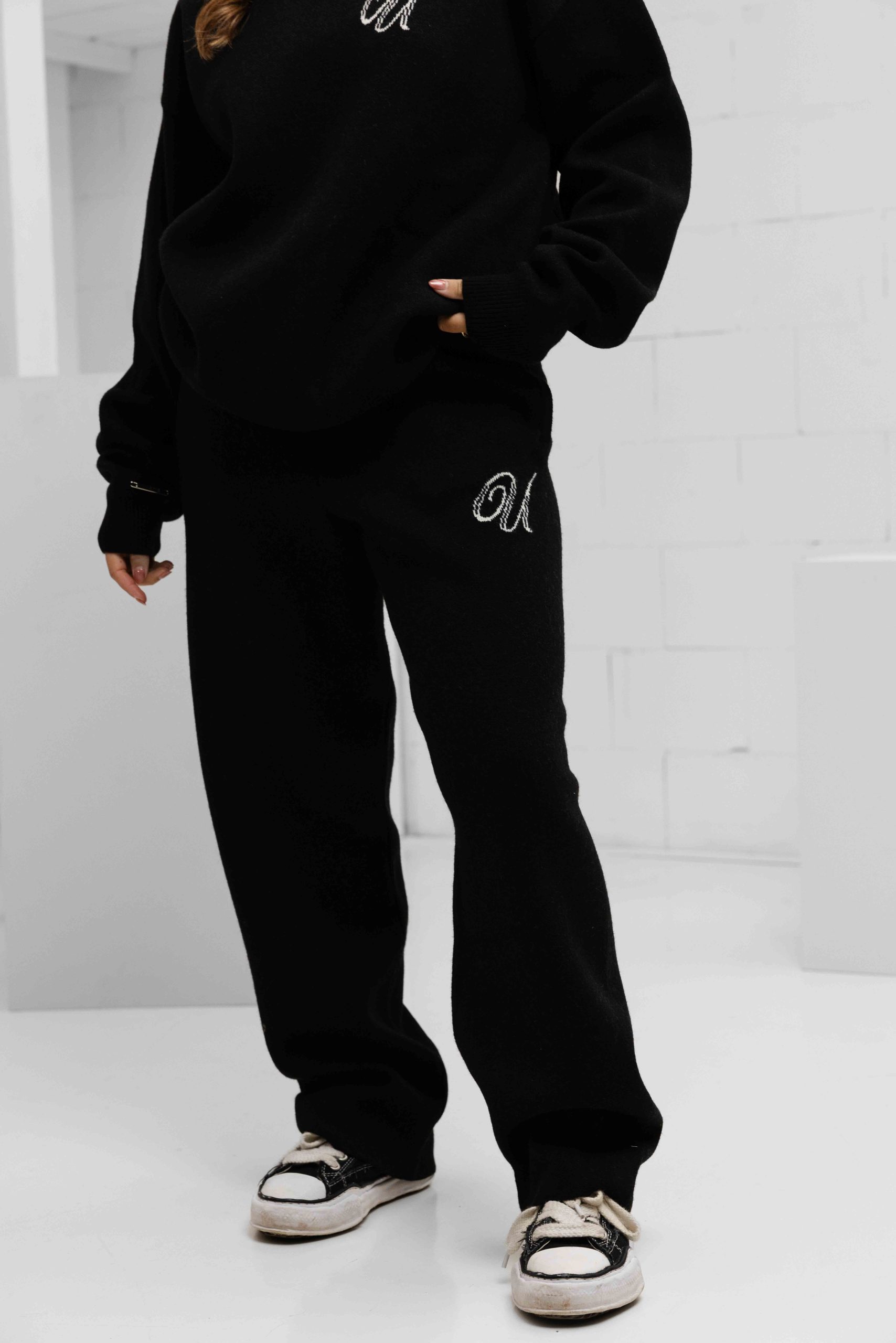 24 Uomo Knitted Trainingspak Dames Zwart
