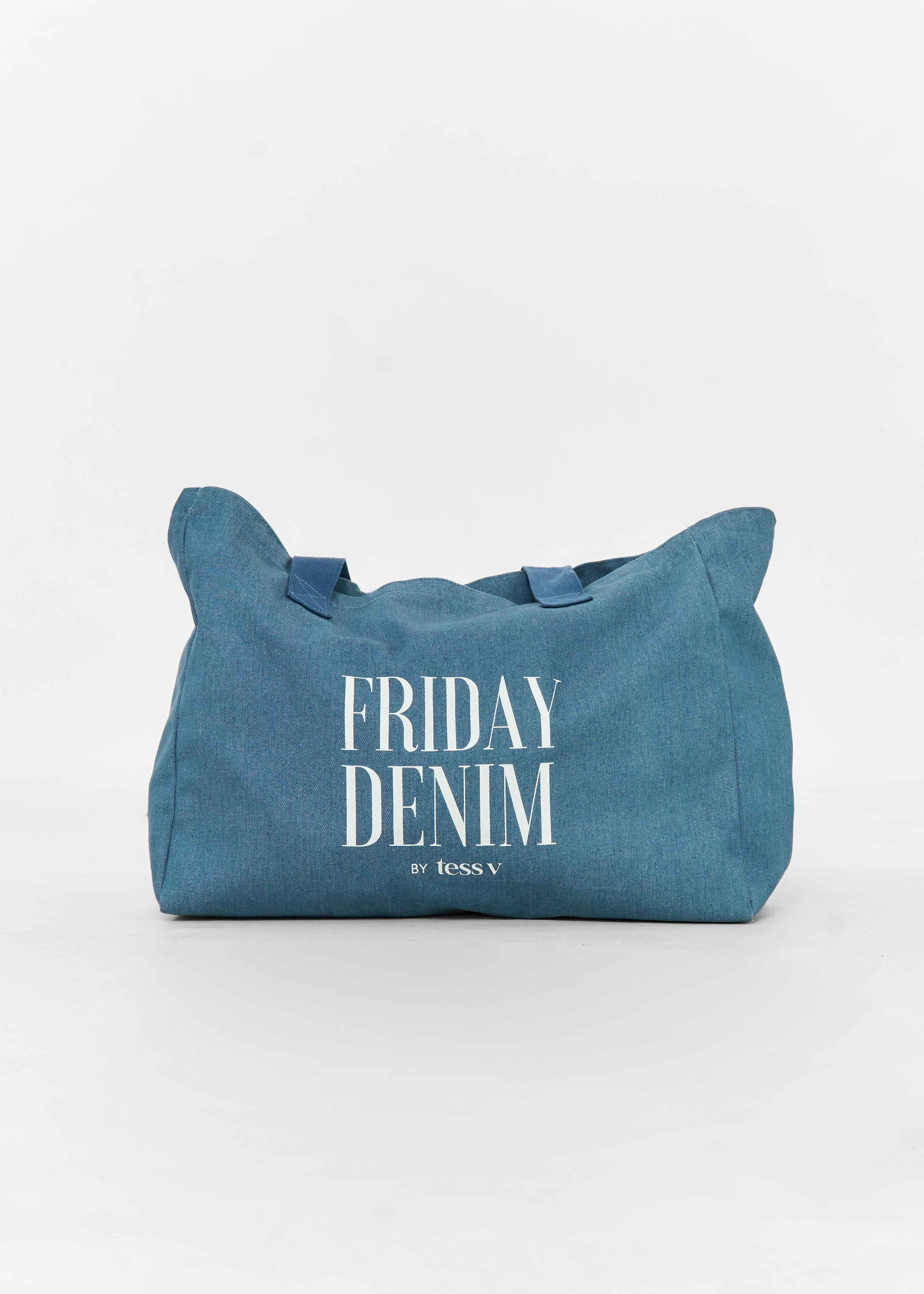 Friday denim tote bag blauw