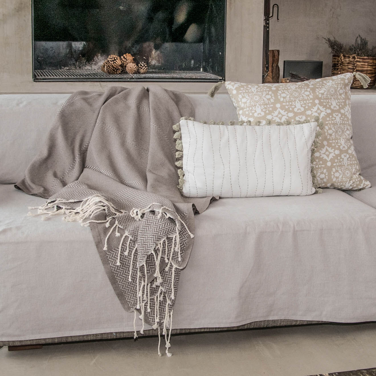 Febronie Plaid Oslo Jacquard taupe