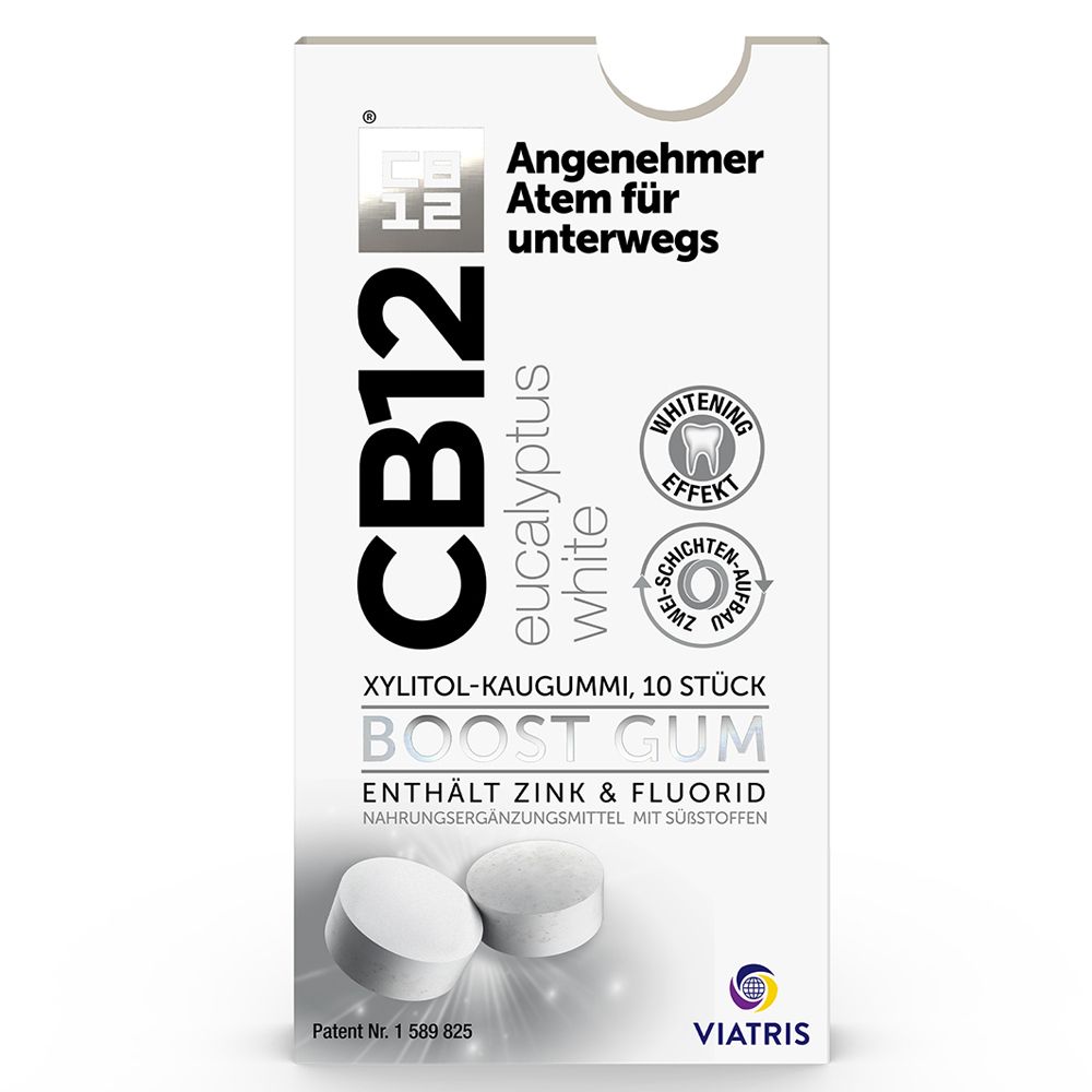 CB12 Boost Eucalyptus White Kaugummi: Zuckerfreie Mundpflege-Kaugummis gegen Mundgeruch mit Whitening-Effekt