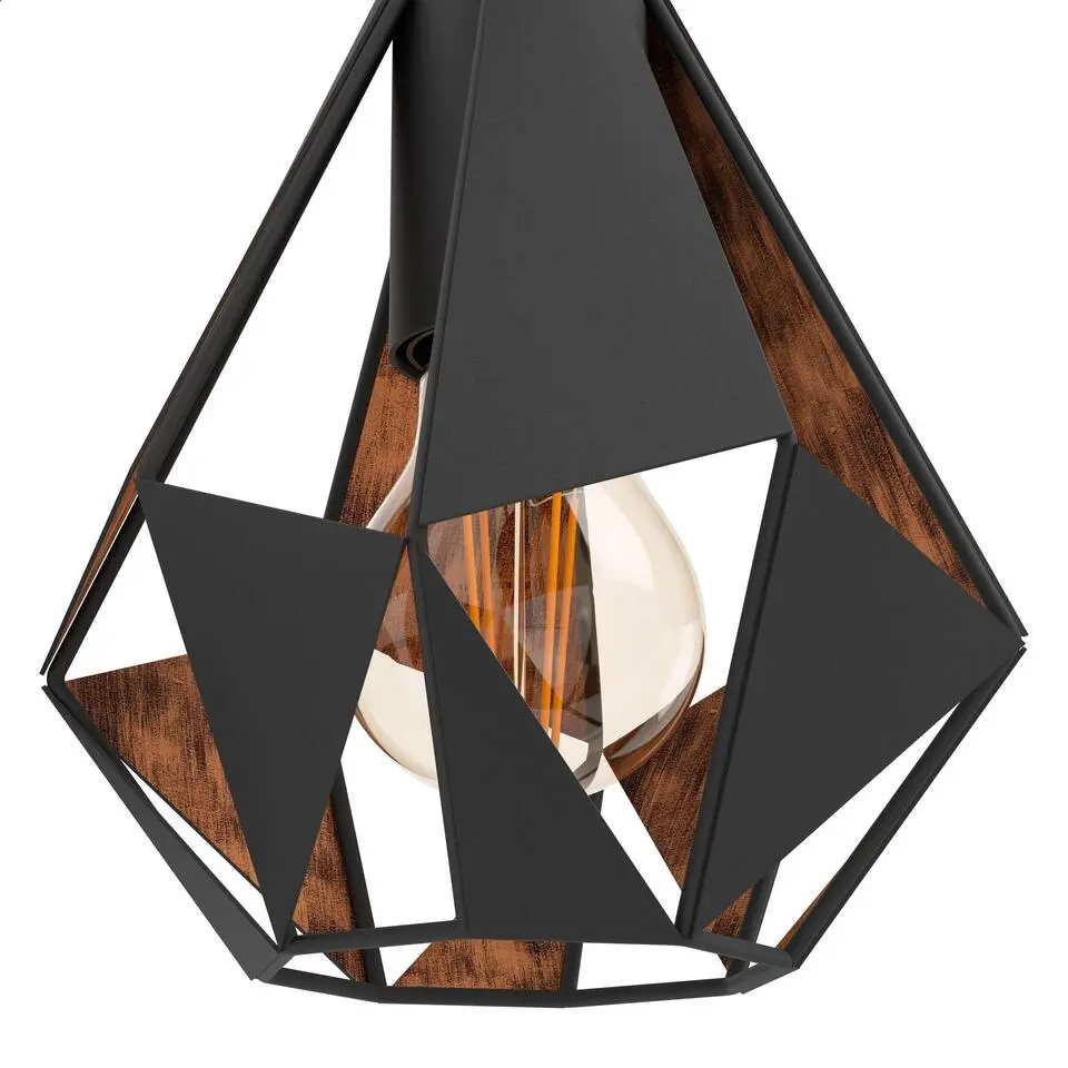 EGLO Carlton 4 Wandlamp - E27 - 16 cm - Zwart/Koper