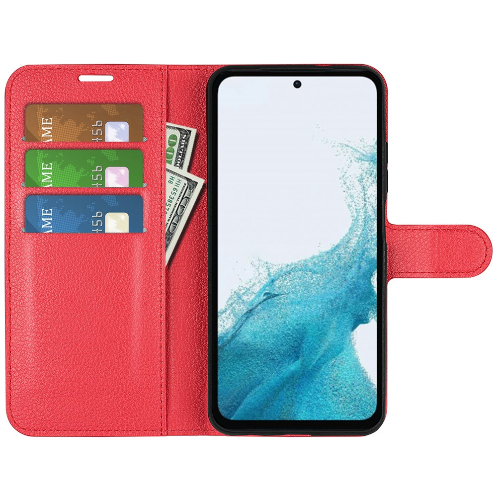 Samsung Galaxy A54 5G Leder Tasche Flip Cover Litchi Look - Rot