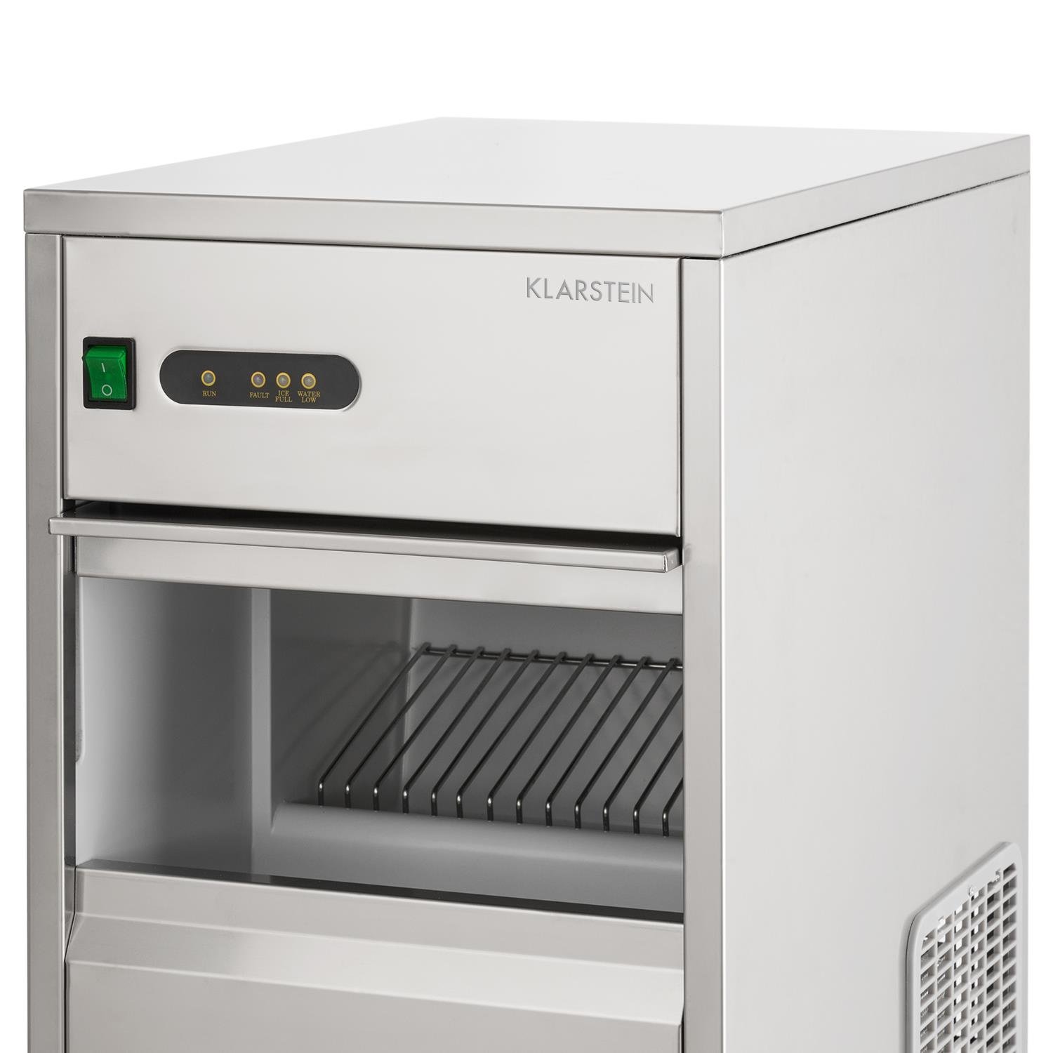 Klarstein Eiswürfelmaschine, Profi Ice Maker, Eiswürfelbereiter für Klare Eiswürfel, Eiswürfelmaschine für Gastro & Zuhause, Leise Eiswürfelmaschine Groß mit Eiswürfelbehälter, 145W, 20 kg/Tag, Silber