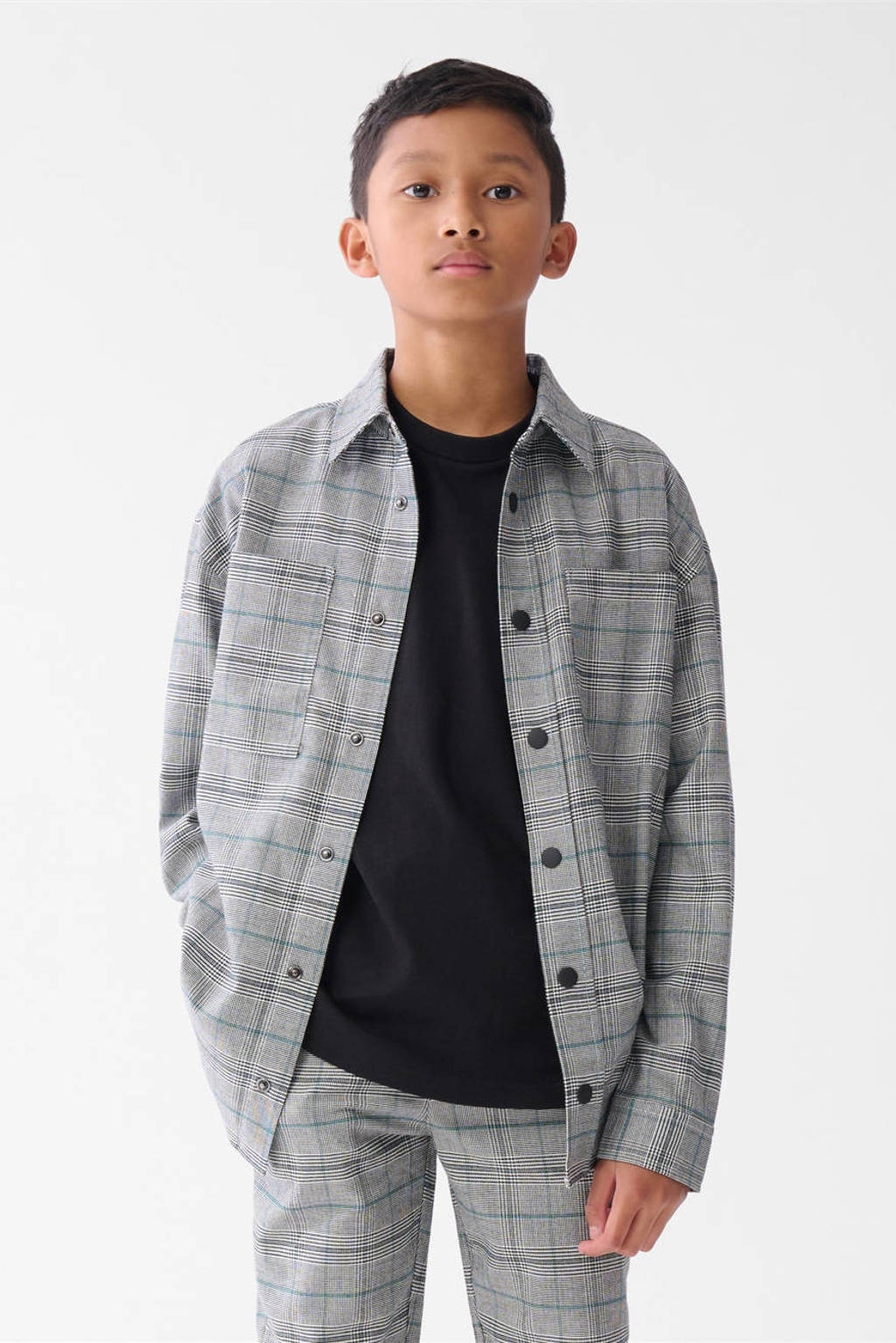 Shoeby geruit overshirt grijs