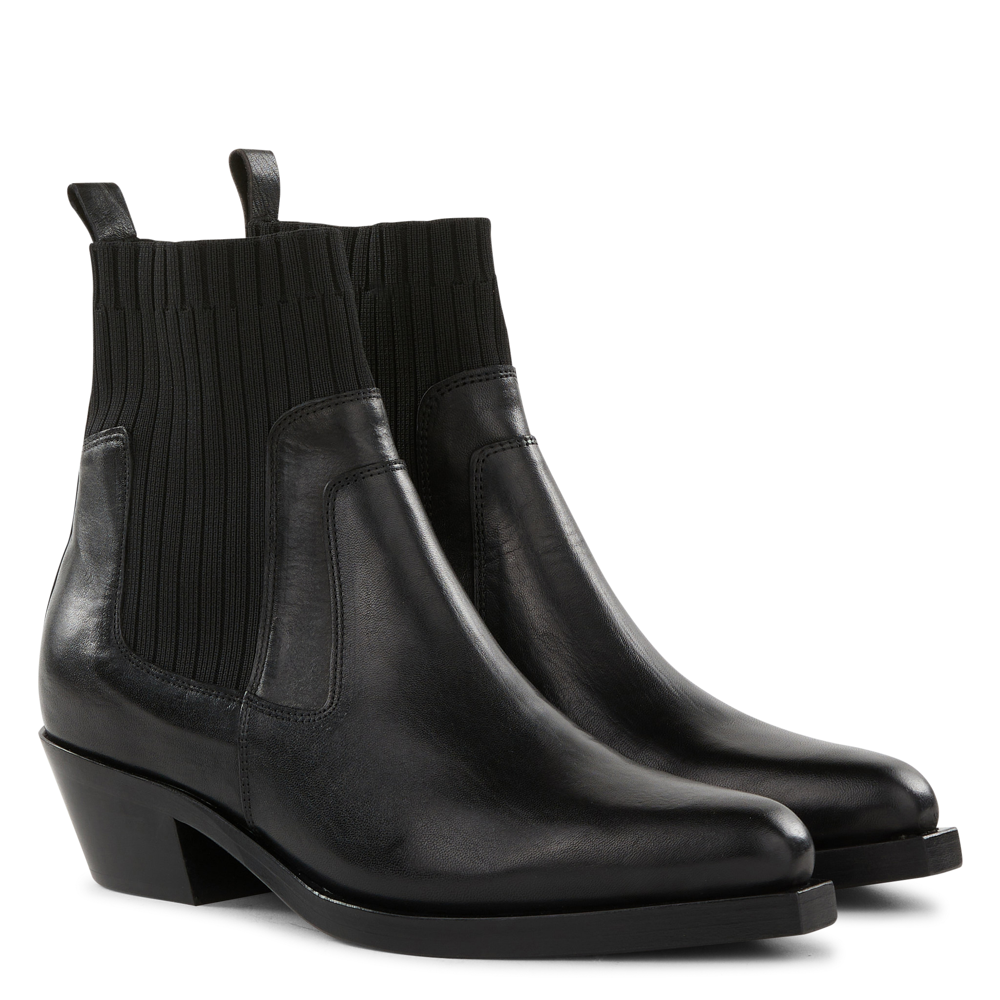 Boots santiags en cuir| Noir