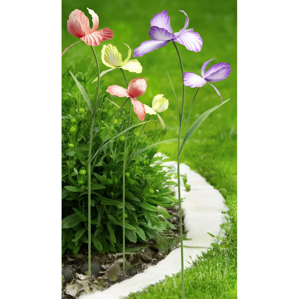 Fleur à planter iris en métal H99cm (3 modèles)