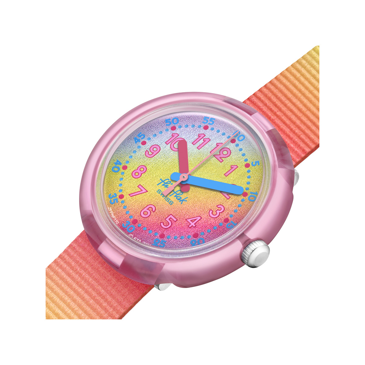 Montre FLIK FLAK Color my life Shades of rainbow enfant plastique biosourcé bracelet PET recyclé rose