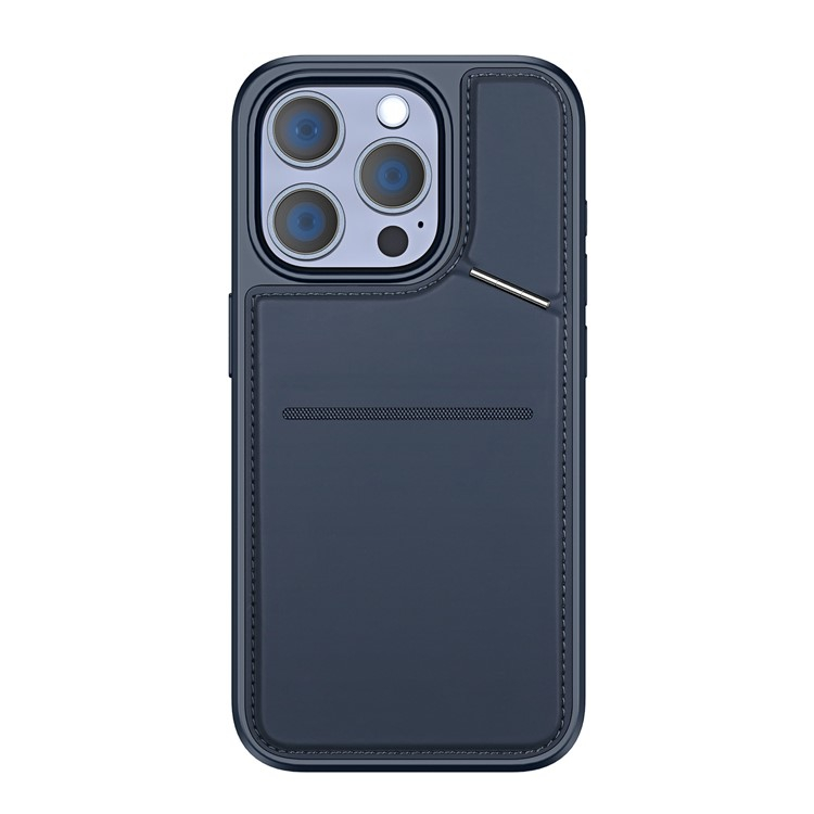 iPhone 15 Pro Max MagSafe Hybrid Leder Hülle mit Kartenfach   Kickstand Aufsteller (RFID Schutz) - Blau