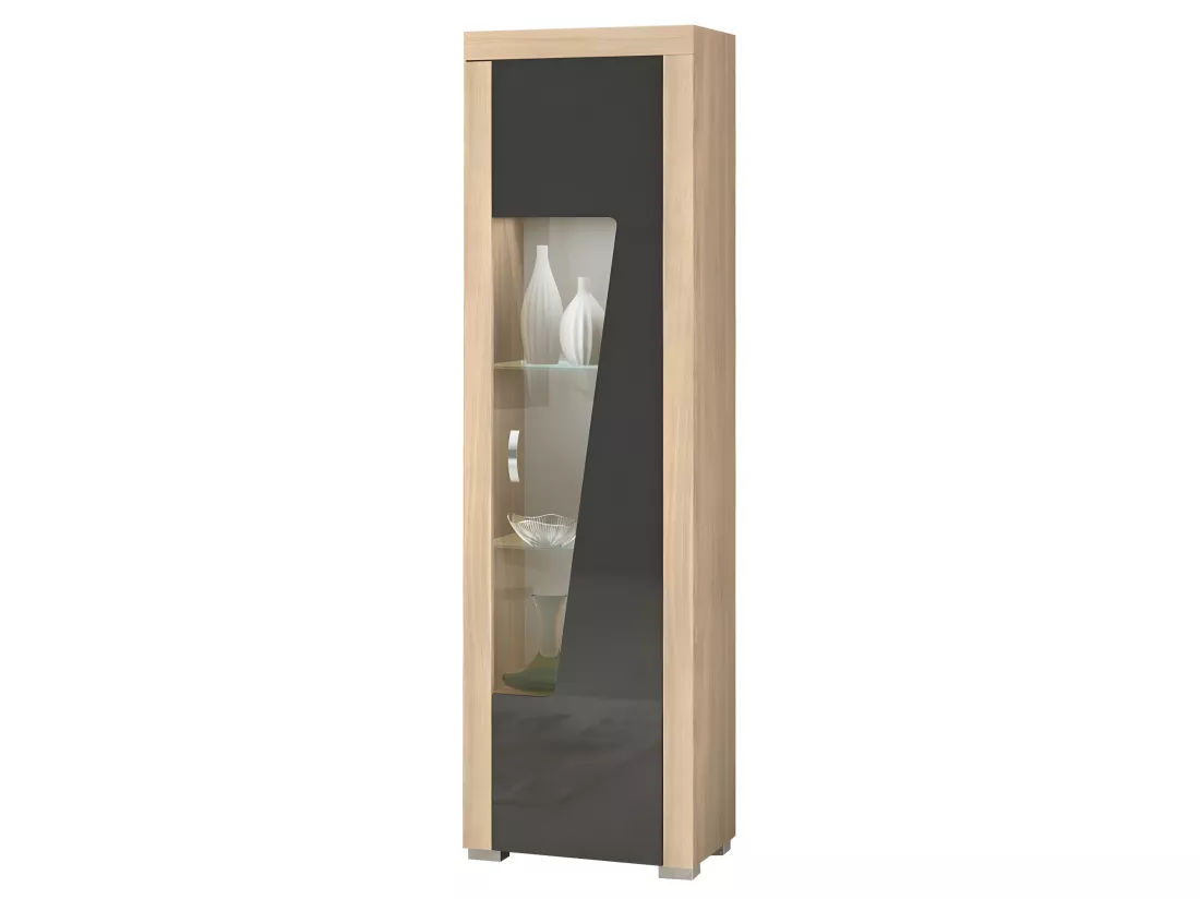 GUEST - Vitrine Droite 1 Porte Aspect Chêne Miel