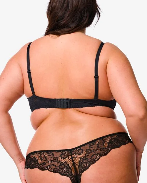 string femme micro en dentelle noir