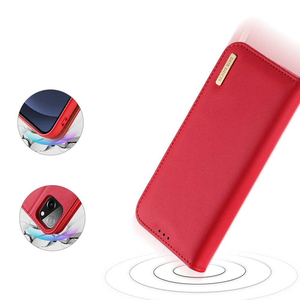 iPhone 13 Flip Wallet Cover Echtleder Tasche (RFID Schutz) - Rot
