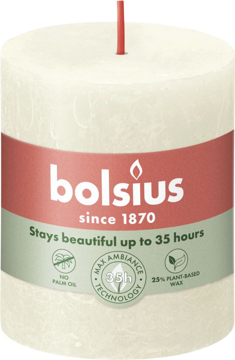 Bolsius stompkaars Rustiek Shine crème 35 uur D 6,8 H 8 cm