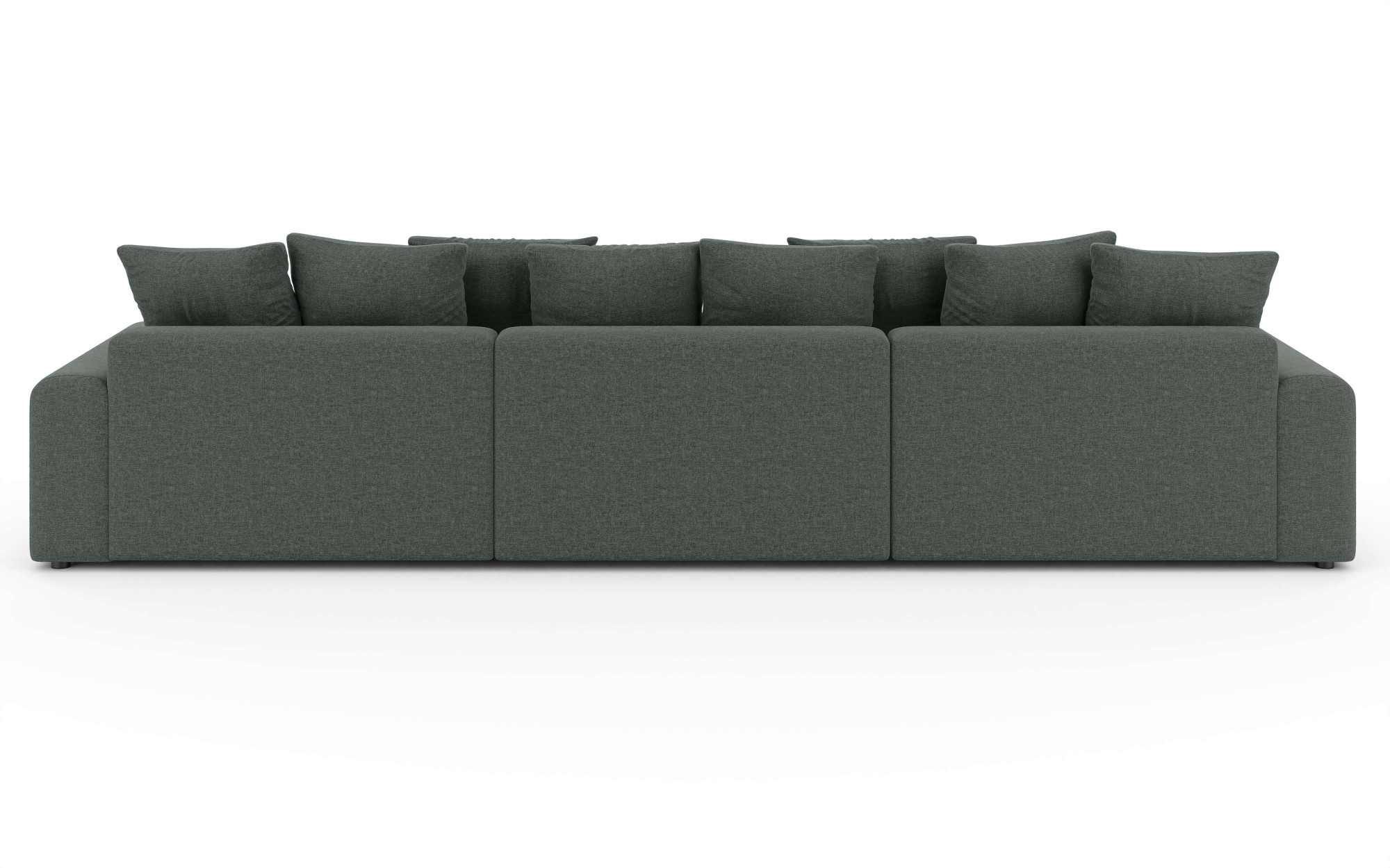Home affaire Wohnlandschaft »LAKESIDE mit Bettfunktion und Bettkasten, Masse B/T/H: 332,5/142/84 cm« U‑Form mit vielen Kissen und Wellenunterfederung