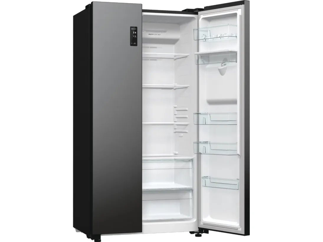 Gorenje Advanced NRR9185EABXLWD - Køleskab/fryser - side-by-side med vanddispenser - bredde: 91.5 cm - dybde: 67 cm - højde: 178.6 cm - 547 liter - Klasse E - sort