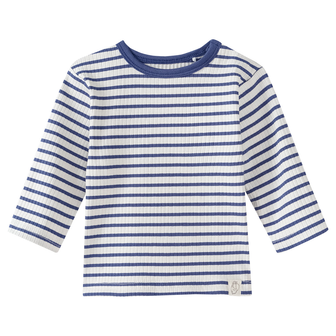Topomini Pure Collection Newborn Langarmshirt mit Rippstruktur weiss / dunkelblau