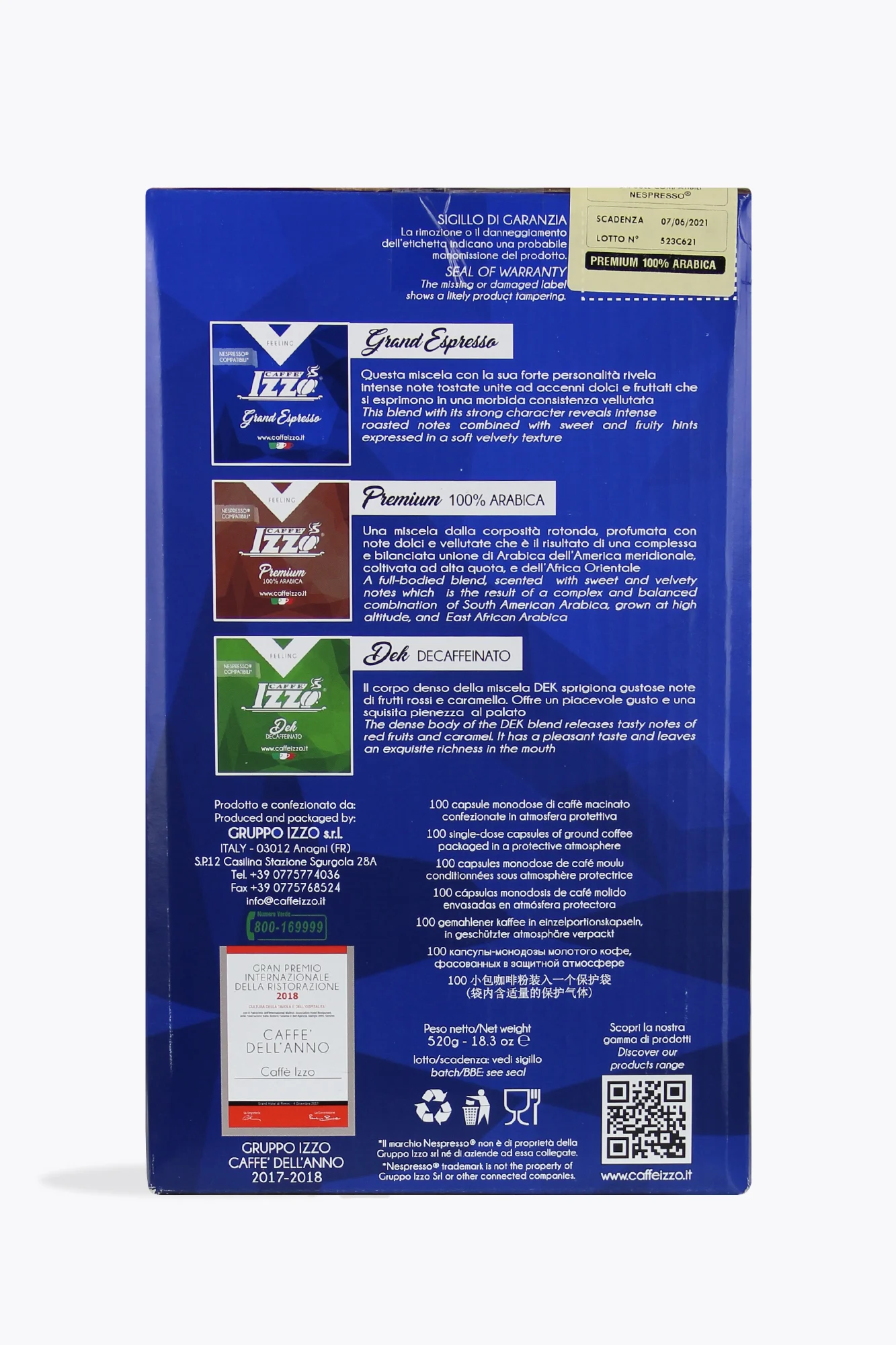 Izzo Premium 100% Arabica 100 Kapseln Nespresso® kompatibel
