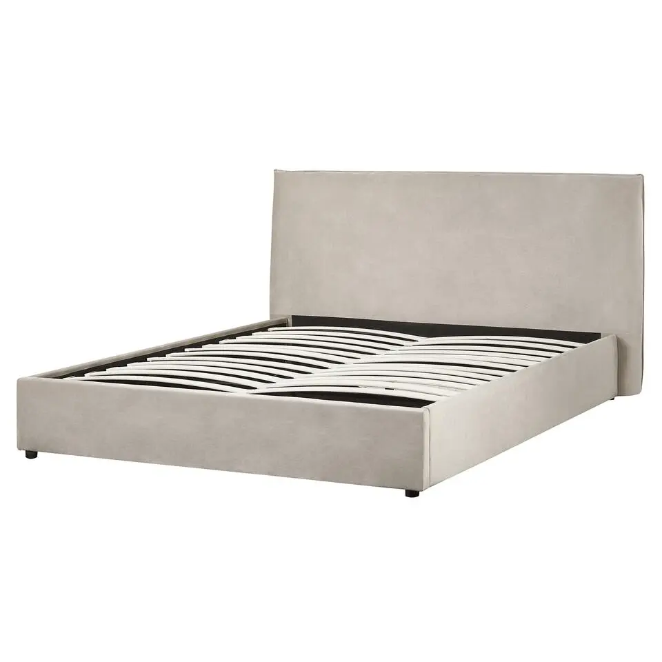 LAVAUR - Bed met opbergruimte - Taupe - 160 x 200 cm - Fluweel