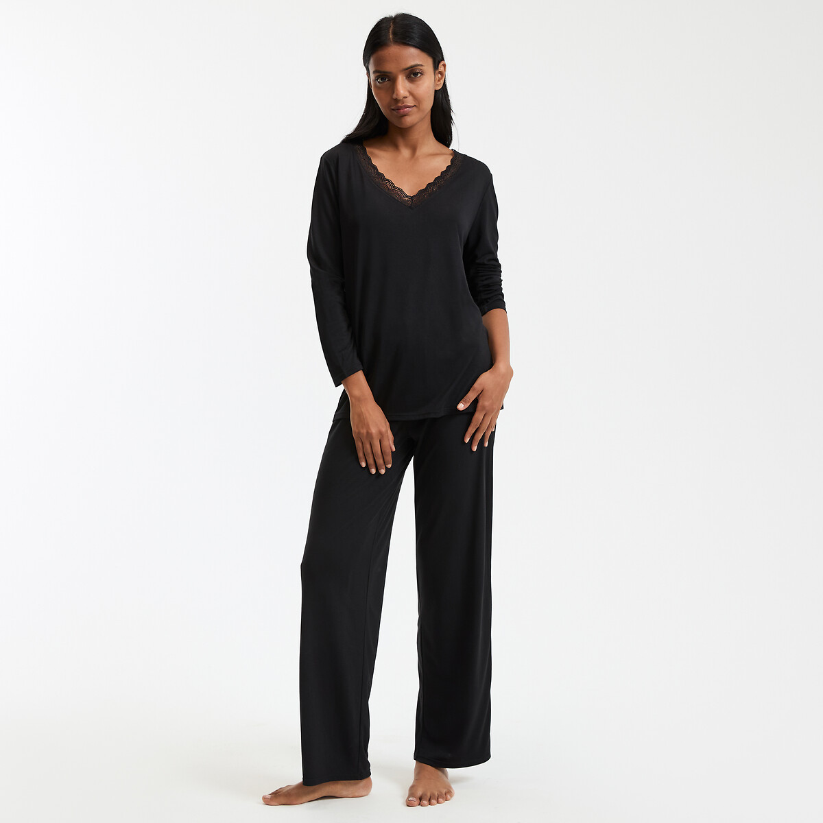 ANNE WEYBURN<br>Pijama de malha de viscose de manga comprida