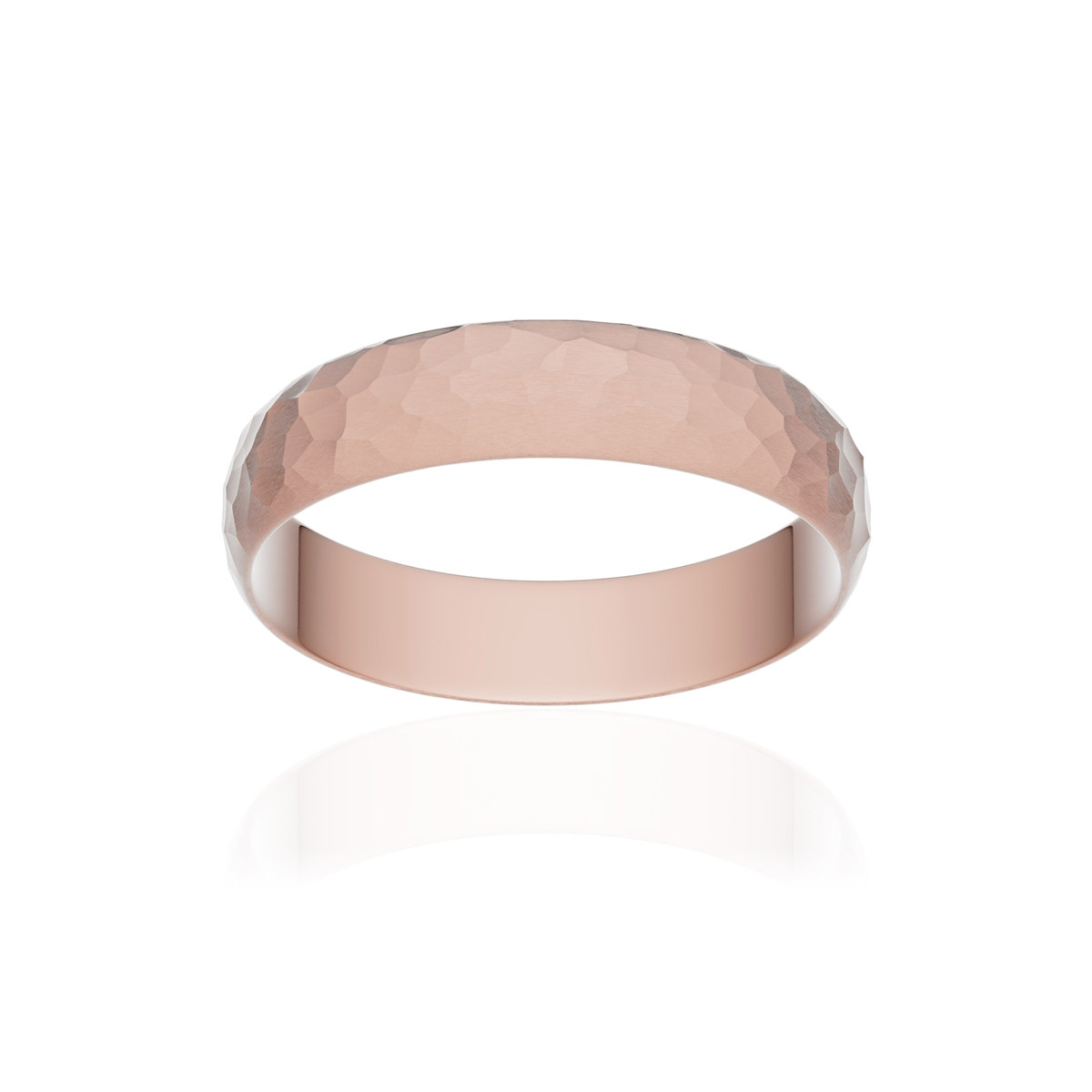 Alliance or 750 rose martelé ruban 4,5mm
