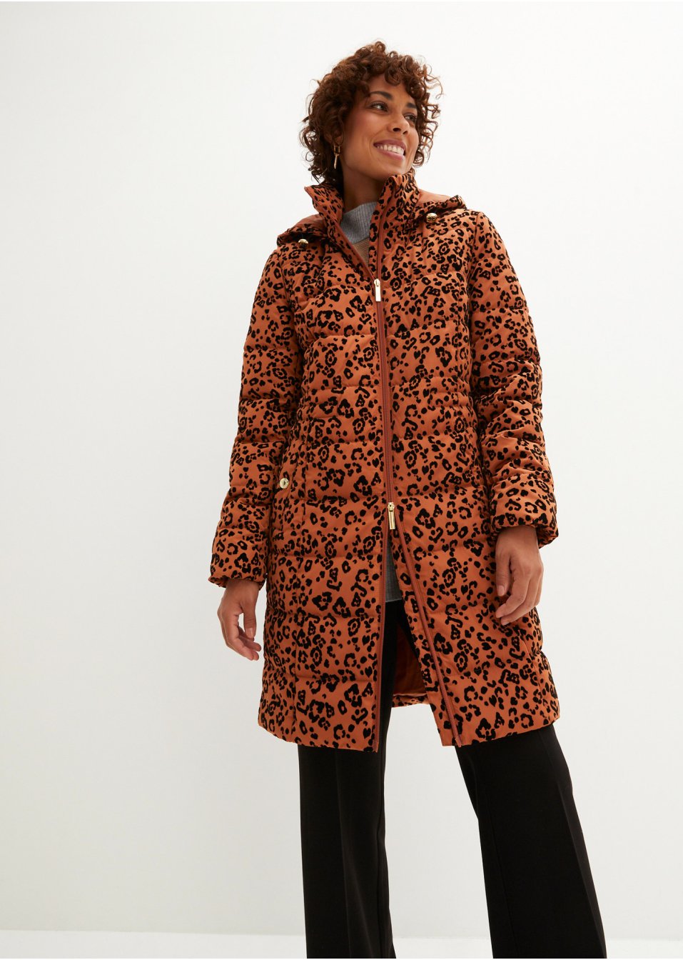 Manteau matelassé avec imprimé velours léopard
